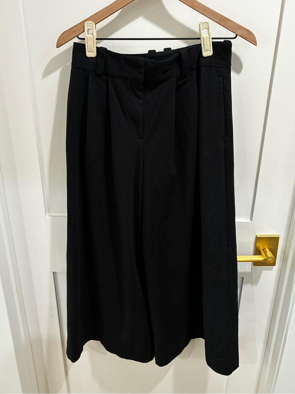 COS Black Pleated Wide Leg Cropped Trousers Culottes High Waist Pants XS